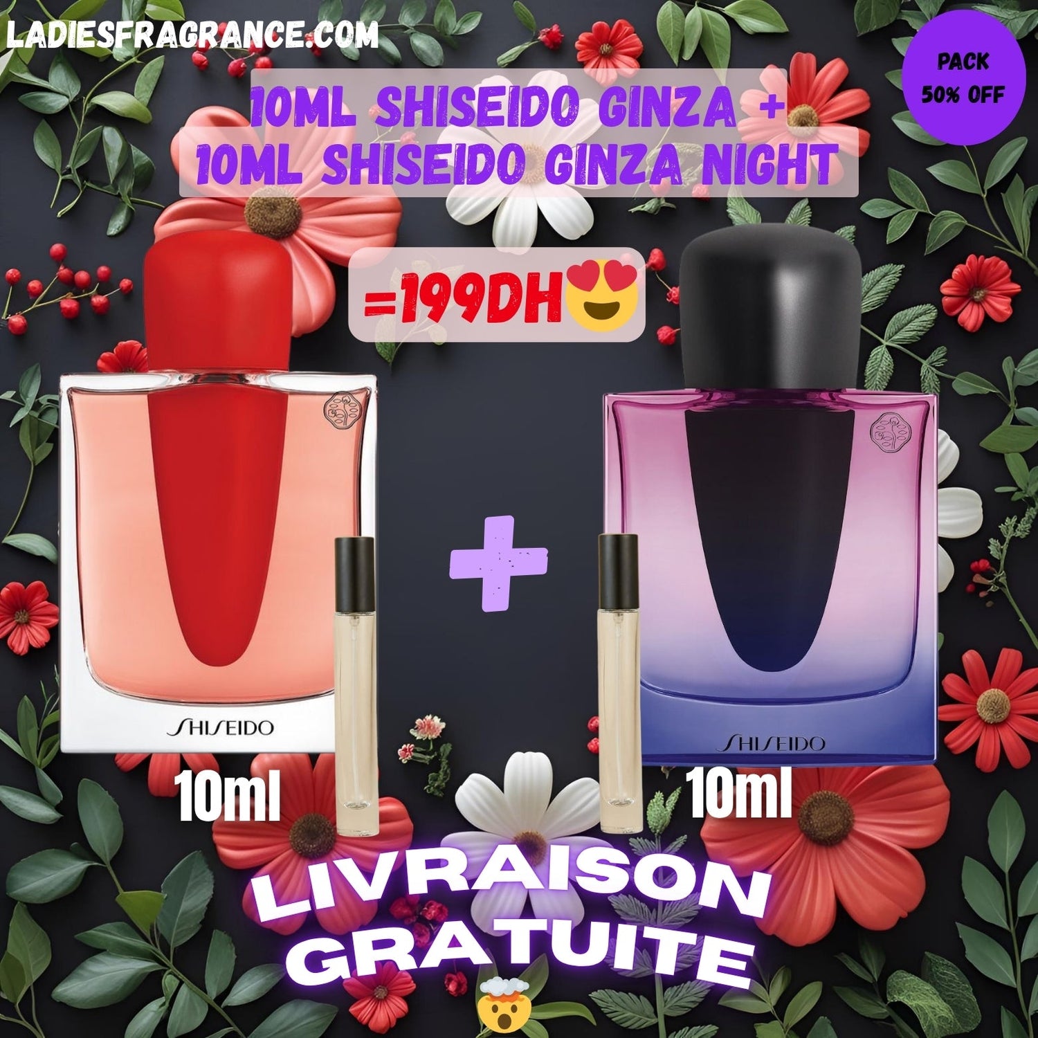 10ml Shiseido ginza +  10ml Shiseido ginza night