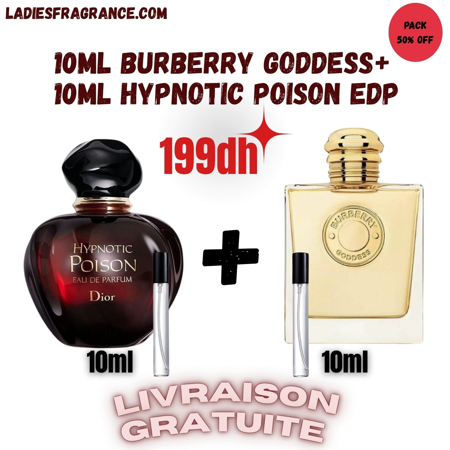 10ml Burberry Goddess+ 10ml hypnotic poison edp
